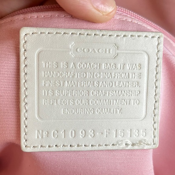 Coach Signature Leah Large Shoulder‎ Tote Bag Khaki White 15135 Handbag Purse - Picture 10 of 11